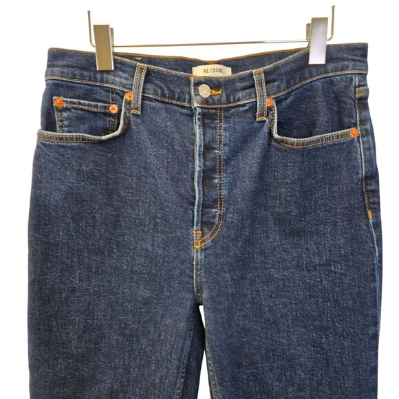 Re/Done '70s Stovepipe Jeans Hidden Button Fly Raw Hem Crop Jeans Size 30 - Picture 5 of 9